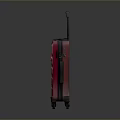 Red Striped Suitcase With Telescopic Handle And Rolling Wheels For Travel