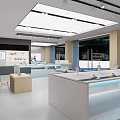 Modern Digital Store Interior With 5G Devices Smartphones And Display Counters 3d model