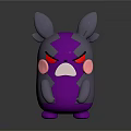 Game And Movie Character Purple Gray Plush With Red Eyes Pink Cheeks And Angry Expression