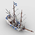 LEGO toy blocks sailing ship 3d model