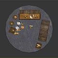 Treasure Chest Scene With Wooden Barrel Crates Goblets And Gold Coins