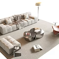 Modern Sofa Coffee Table Combination Module Combination Sofa Art Sofa Round Coffee Table Leisure Sofa Chair Floor Lamp Carpet Side Table Accessories 3d model
