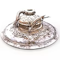 Silver Sculpture With Intricate Dragon Carving And Ornate Base Patterns