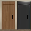 Modern Brown and Gray Vertical Striped Security Doors With Electronic Locks 3d model