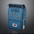 Traditional Blue U.S. Mailbox With Pull Down Door For Letters Delivery