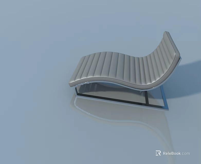 Gray Curved Swing Door With Striped Panel And Metal Frame Design 3d model