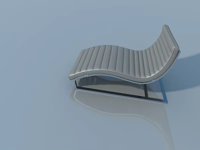 Gray Curved Swing Door With Striped Panel And Metal Frame Design 3d model