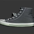 Black High Top Canvas Shoes With White Laces And Classic Sole Design