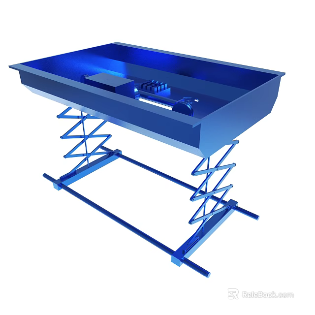 Blue Scissor Lift Table With Sturdy Metal Frame And Elevating Platform Surface For Industrial Use 3d model 