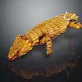 Yellow Pangolin with Full Body Scales Displayed on Dark Background with Reflection 3d model