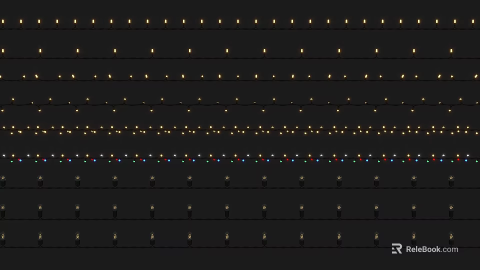 Different Types Of Decorative String Lights With Various Designs And Colors 3d model 