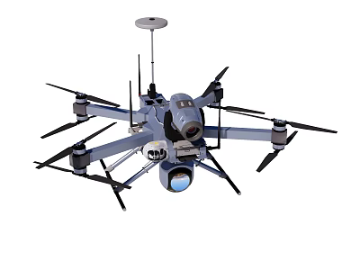 Advanced Multi Rotor Drone With Camera And Navigation Sensors Equipment 3d model
