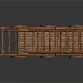 Ancient Wooden Siege Ladder Cart Structure With Wheels And Historical Design