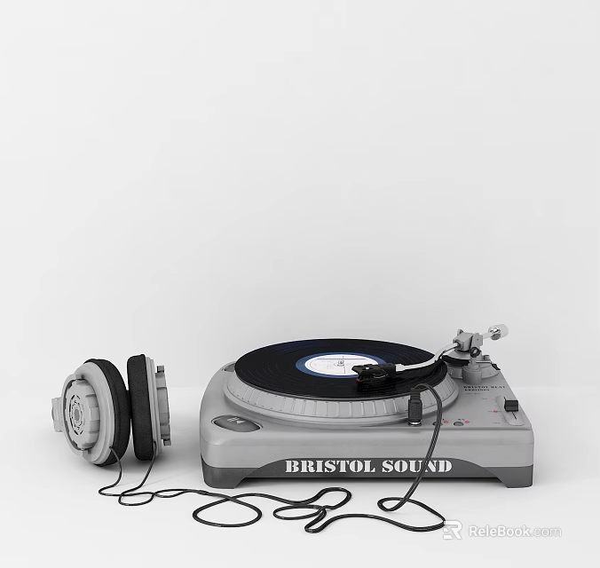High Performance Headphones And Turntable Audio System With Classic Design And Clear Sound 3d model 