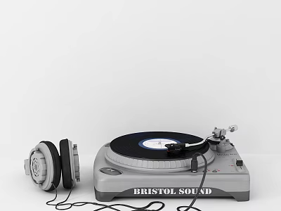 High Performance Headphones And Turntable Audio System With Classic Design And Clear Sound 3d model