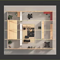 Scenic Architectural Model Featuring Wooden Frame Curved Roof Interior Kitchen And Two People