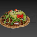 Fresh Vegetable Pizza with Red Peppers Avocado Green Vegetables on Crispy Crust and Savory Sauce