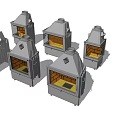 Various Fireplace Models With Metal Frames Brick Interiors And Chimney Structures