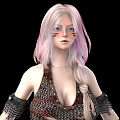 Female Game Character With Pink Gradient Hair Chainmail Outfit And Backless Design