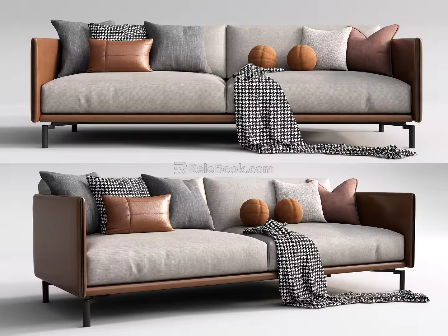 Modern Double Sofa Multi-Person Sofa Three-Person Sofa 3d model