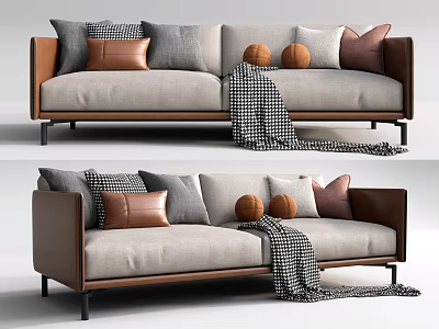 Modern Double Sofa Multi-Person Sofa Three-Person Sofa 3d model