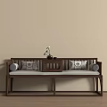 Traditional Chinese Wooden Luohan Bed With Cushions And Side Table Design
