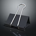 Sturdy Metallic Silver Paperclip Holding Black Folder Desk Office Stationery Supplies Organizer