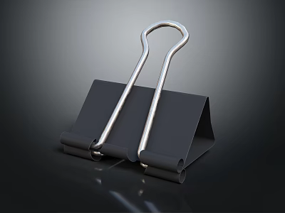 Sturdy Metallic Silver Paperclip Holding Black Folder Desk Office Stationery Supplies Organizer 3d model