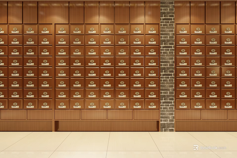 Wooden Display Cabinets and Shelves for Storage with Modern Design and Multiple Drawers 3d model 