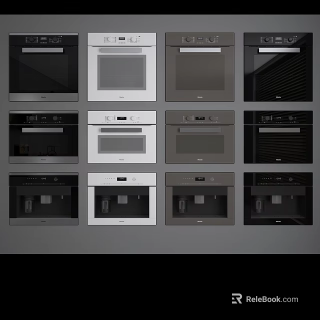 Modern Built In Kitchen Appliances With Various Colors And Sleek Design 3d model 