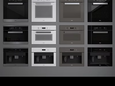 Modern Built In Kitchen Appliances With Various Colors And Sleek Design 3d model