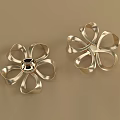 Golden Flower Shaped Brooch Pair With Petal Design And Central Accent