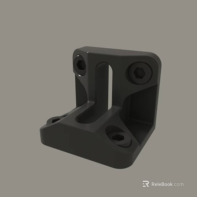 Black Metal Mechanical Bracket With Multiple Holes And Bolt Holes Design 3d model 