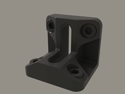 Black Metal Mechanical Bracket With Multiple Holes And Bolt Holes Design 3d model