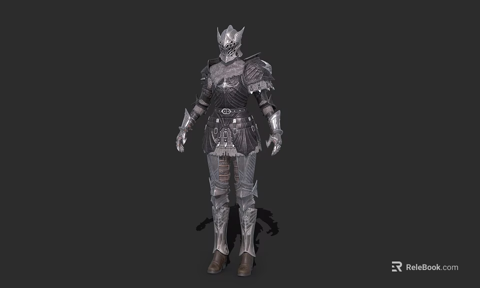 Game Movie Character Armored Warrior With Detailed Medieval Helmet And Full Body Armor 3d model 