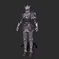 Game Movie Character Armored Warrior With Detailed Medieval Helmet And Full Body Armor
