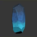 Blue Geometric Crystal With Translucent Gradient Surface And Dark Background Reflection
