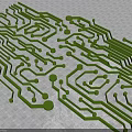 Green Circuit Board Design With Intricate Tracks And Round Components 3d model