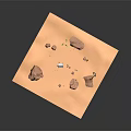 Cartoon Desert Scene With Cactus Tent Cowboy Figure Rocks Small Plants And Sandy Ground