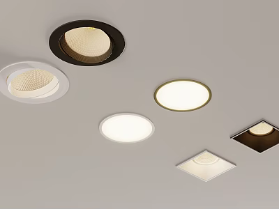 Modern Ceiling Downlights And Spotlights With Various Styles White Black Frames Round Square Shapes 3d model