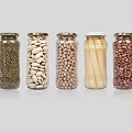 Glass Spice Jars With Mung Beans White Beans And Red Beans For Kitchen Storage