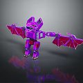 Purple Bat Winged Robot Game Movie Character Standing With Spread Wings