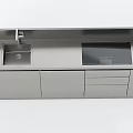 Stainless Steel Kitchen Sink With Faucet And Countertop In Modern Cabinets Setup