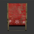 Red Decorative Playground Sleigh With Golden Decorations And Snowflake Patterns On Metal Frame