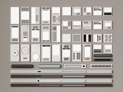 Various Electronic Device Panel Designs With Different Shapes Buttons And Screens 3d model