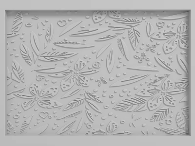 Elegant Decorative Wall With Embossed Leaf Flower Heart And Droplet Patterns 3d model
