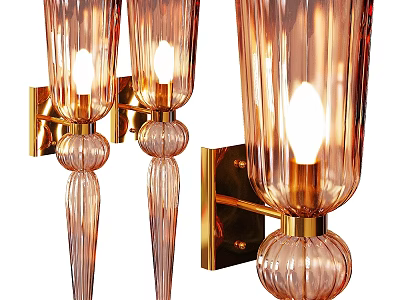 Modern Gold Metal Glass Wall Lamp With Elegant Transparent Shade Design 3d model