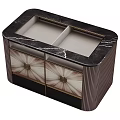Elegant Modern Cabinet With Radiant Pattern Drawers Sleek Metal Trim And Glossy Surface