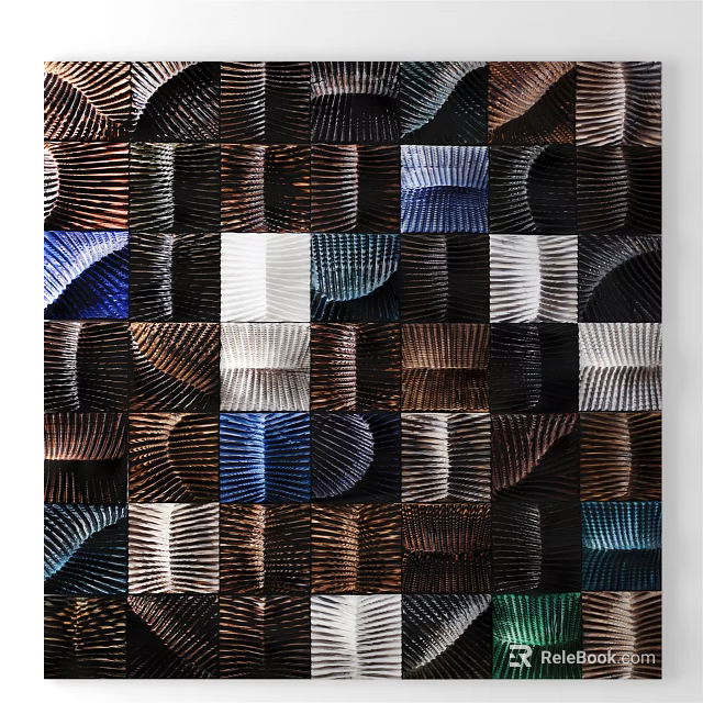 Modern Artistic Wall Decor With Woven Textured Multicolor Geometric Square Patterns 3d model 