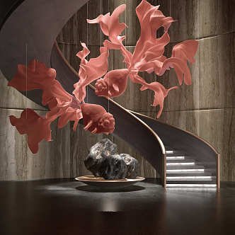 Light Luxury Stair Goldfish Ornaments 3d model